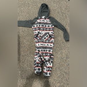 PATPAT Christmas holiday hoodie feetie onesie pajamas grey reindeer